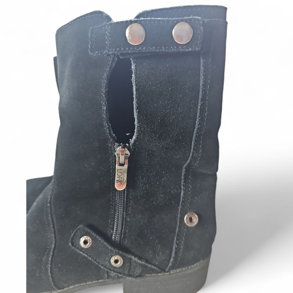 Ann Taylor Loft Suede Ankle Boots Sz 8.5 Black Zip Moto Style Bikercore - Picture 9 of 14